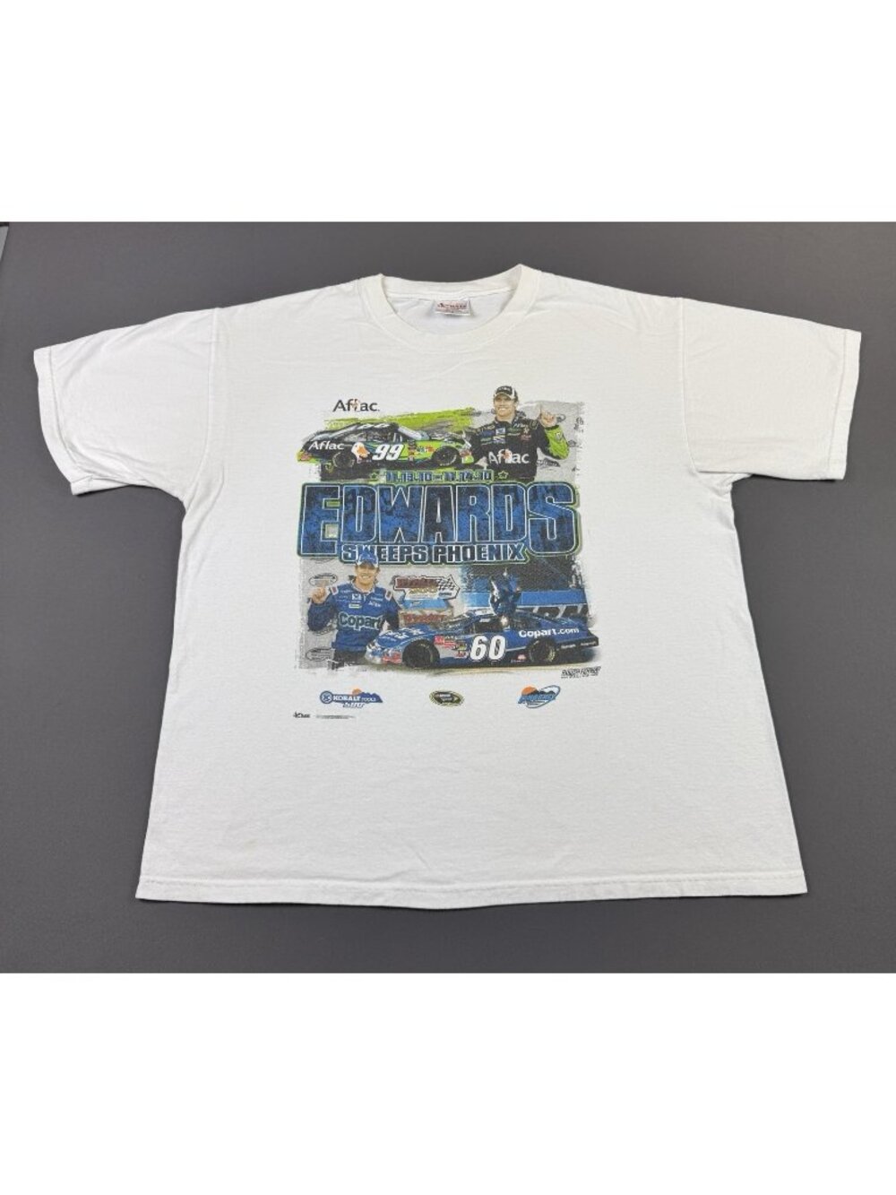 Rare Vintage Y2K Chase Nascar Edwards Sweeps Phoenix Racing Car White Tee Large